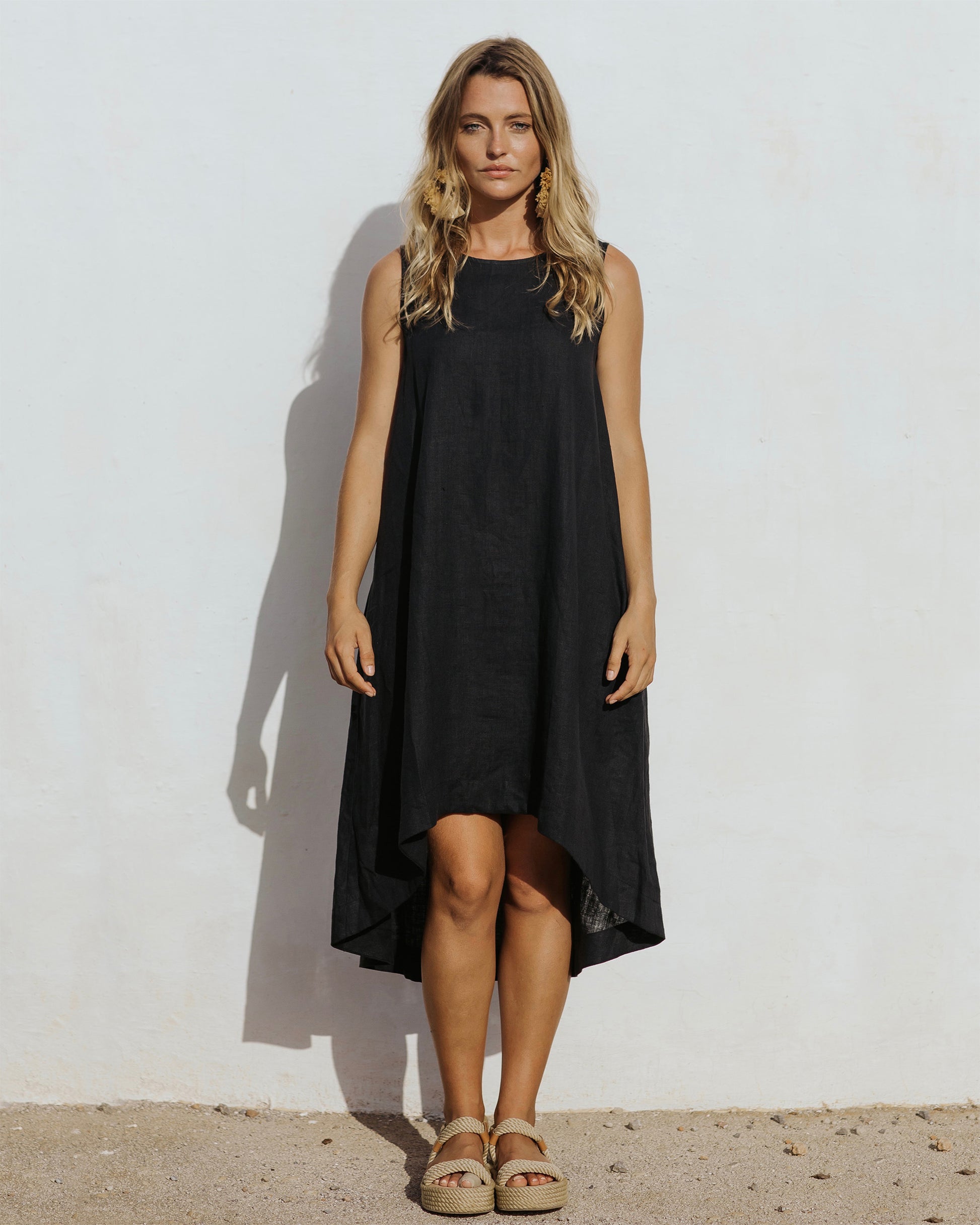 black linen dress size 18 Little Black Dress "Eva" Black Linen Dress, Linen dress for women