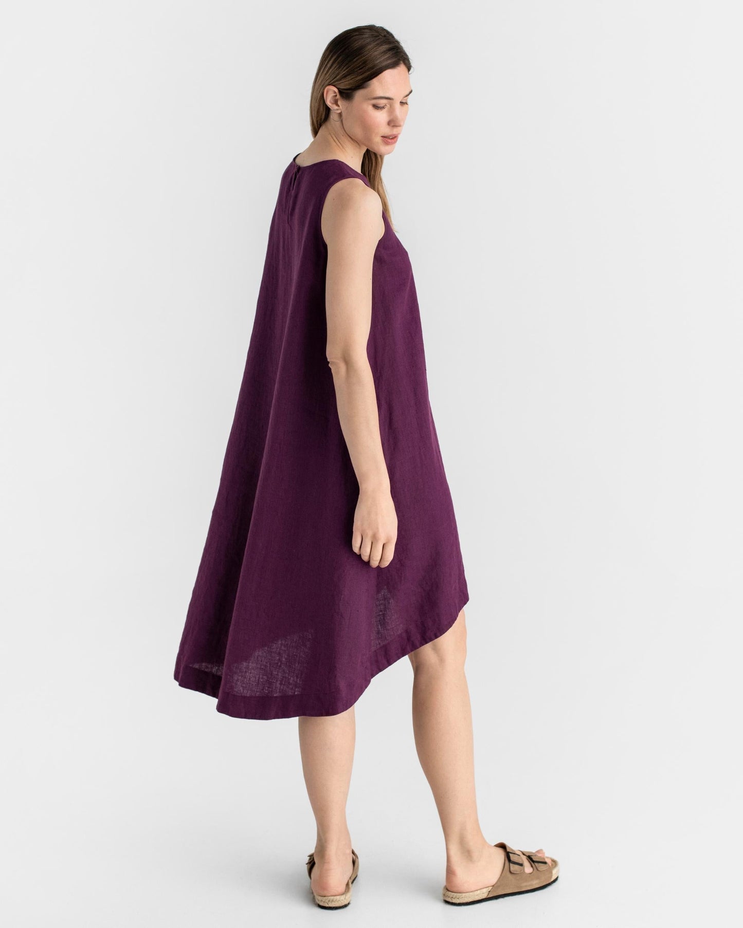 Royal TOSCANA linen dress in Royal purple - MagicLinen