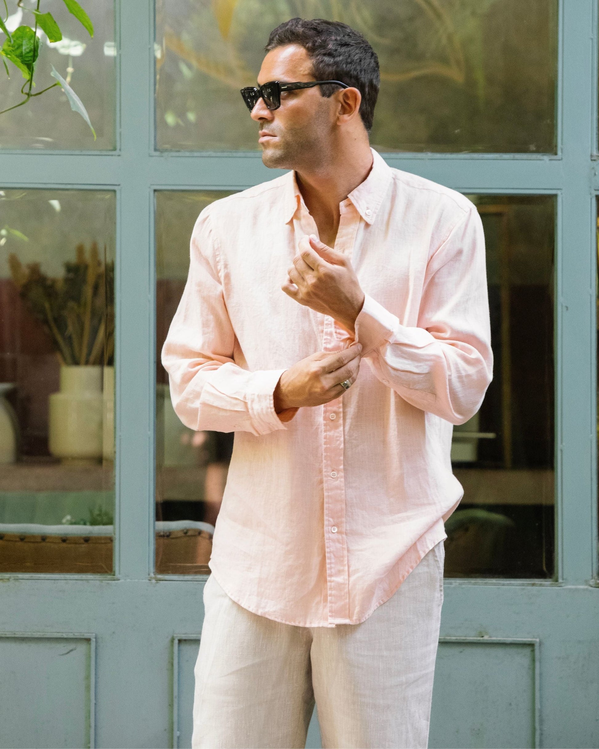 Men's classic linen shirt WENGEN in Light pink - MagicLinen