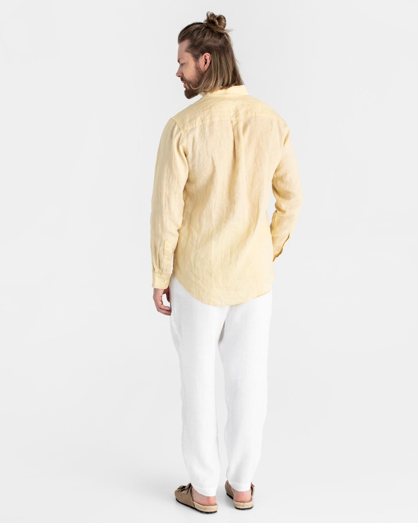 Men's classic linen shirt WENGEN in Cream - MagicLinen