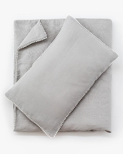 Light gray kids linen bedding set (2 pcs) - MagicLinen