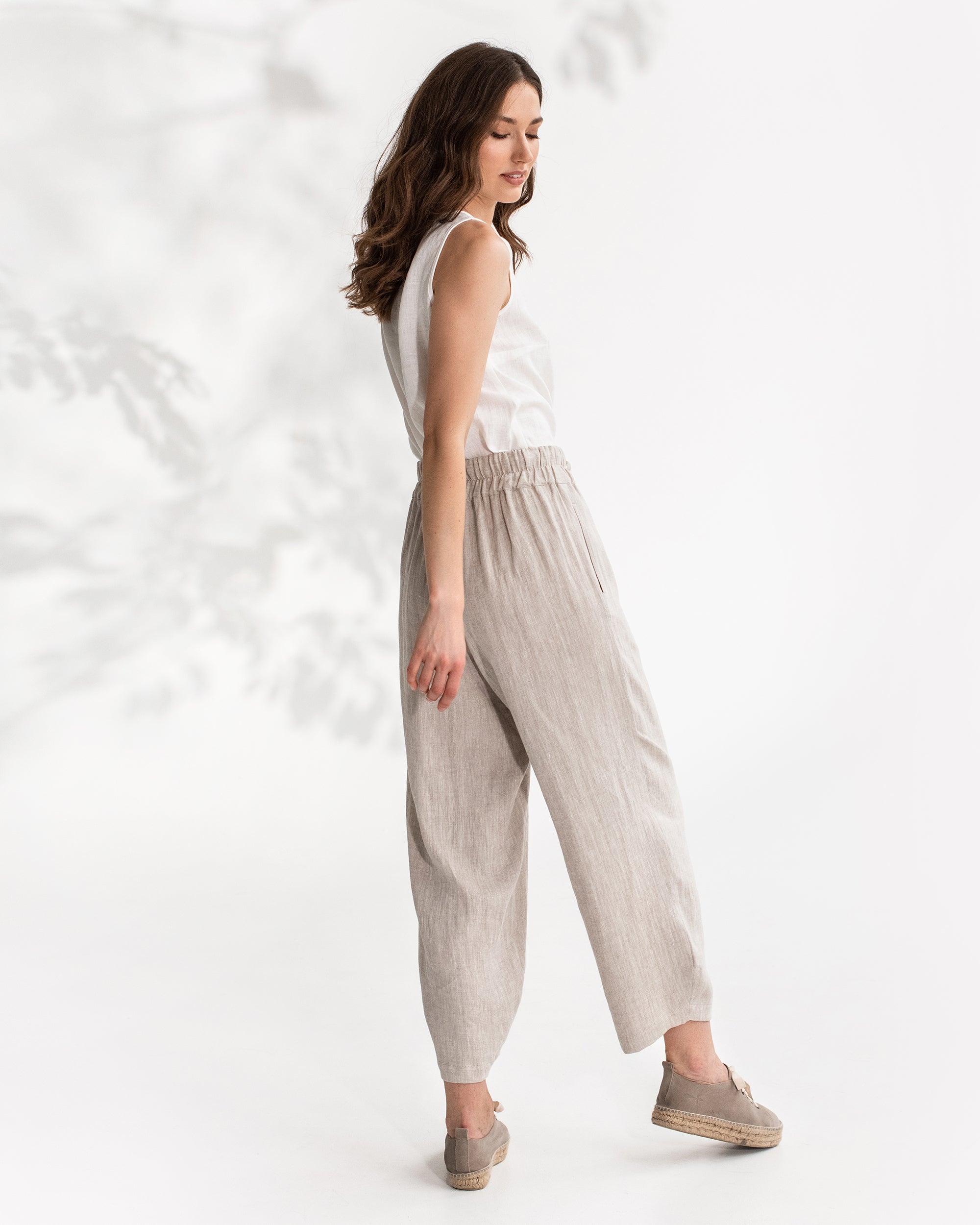 Baggy linen pants BESALU in natural melange | MagicLinen