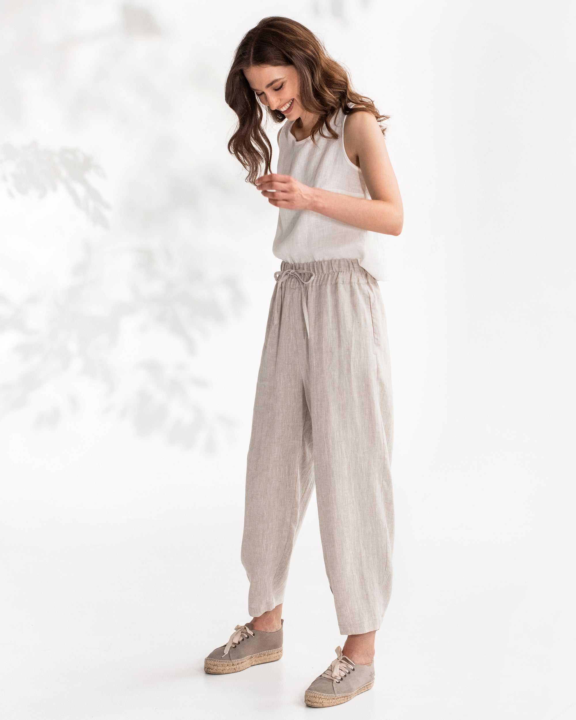 Baggy linen pants BESALU in natural melange