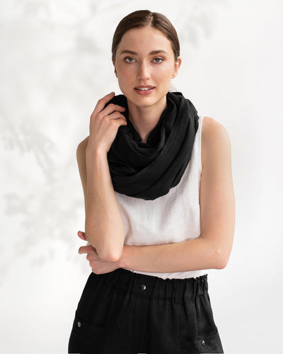 Black linen scarf - MagicLinen