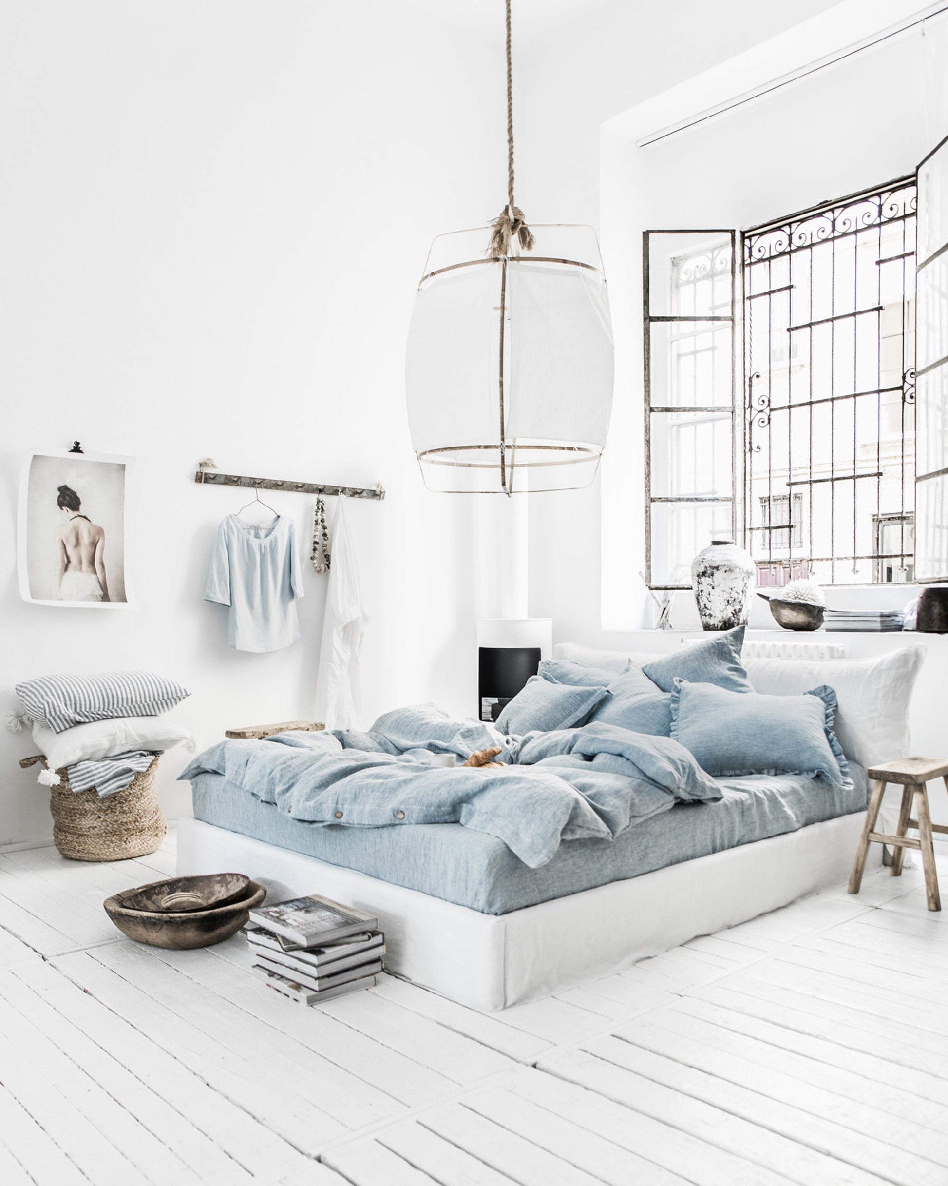 Custom size Blue melange linen duvet cover - MagicLinen