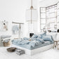Custom size Blue melange linen duvet cover - MagicLinen