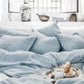 Custom size Blue melange linen duvet cover - MagicLinen