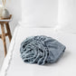 Custom size Blue melange linen fitted sheet - MagicLinen