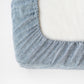 Custom size Blue melange linen fitted sheet - MagicLinen