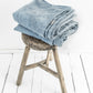Custom size Blue melange linen flat sheet - MagicLinen