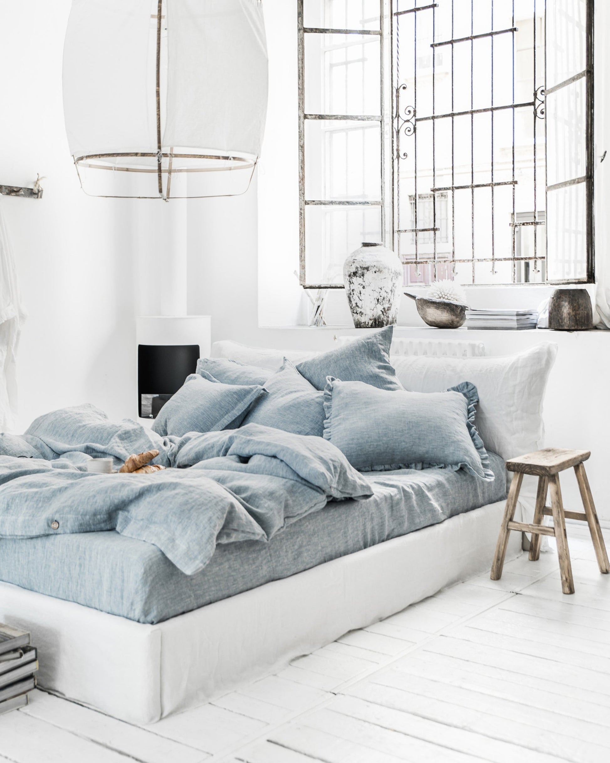 Custom size Blue melange linen pillowcase - MagicLinen