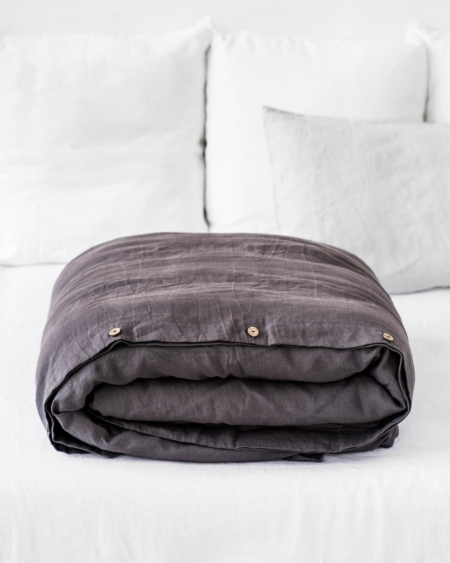 Custom size Charcoal gray linen duvet cover - MagicLinen