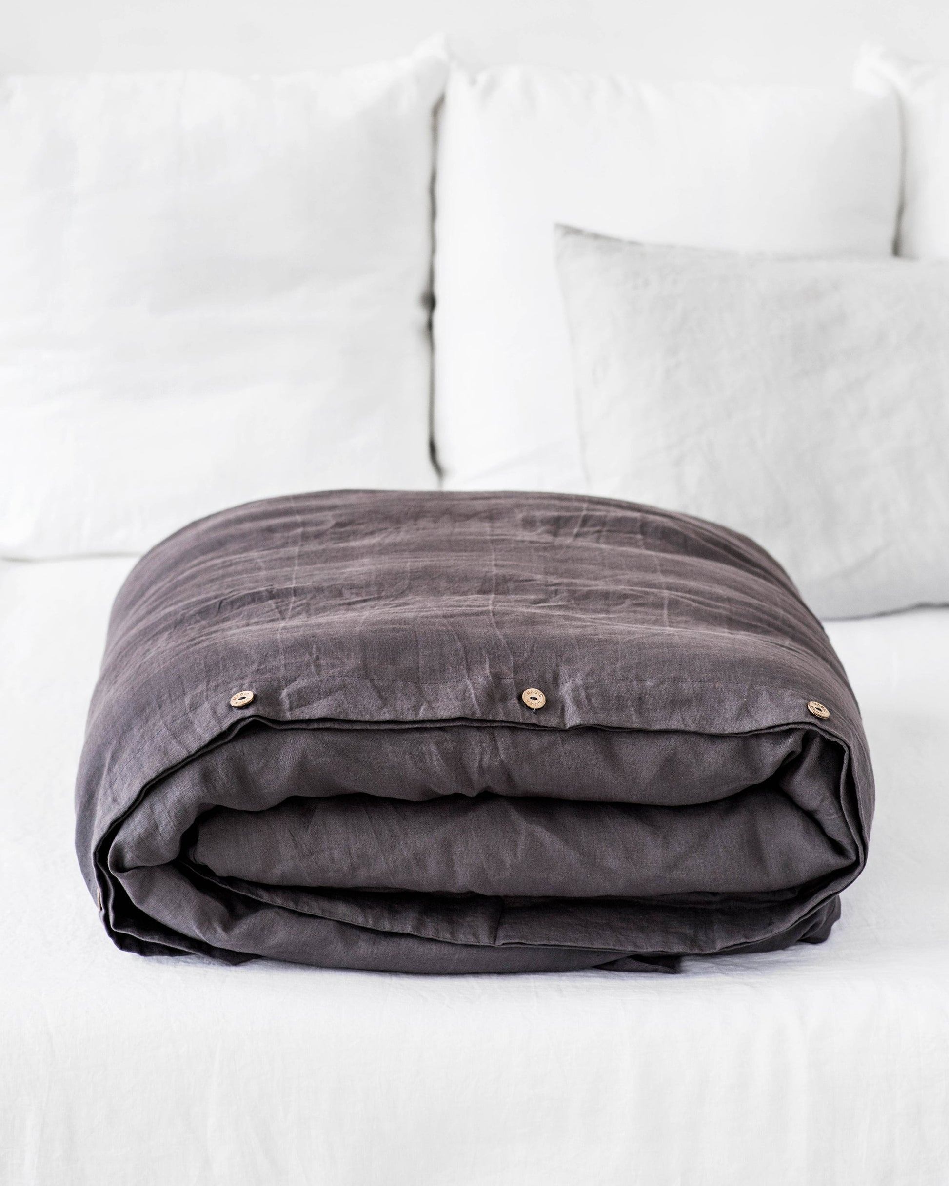Custom size Charcoal gray linen duvet cover - MagicLinen