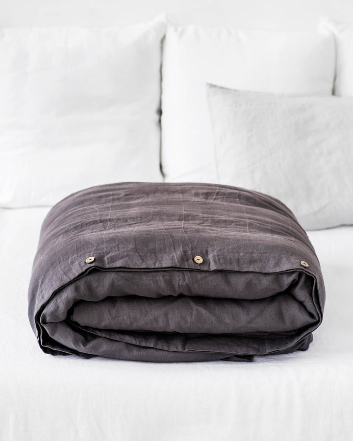 Custom size Charcoal gray linen duvet cover - MagicLinen
