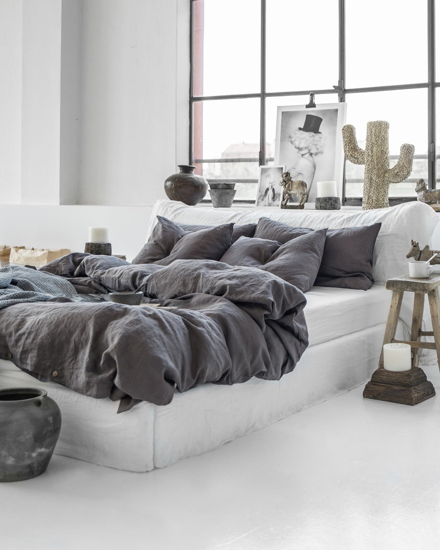 Custom size Charcoal gray linen duvet cover - MagicLinen