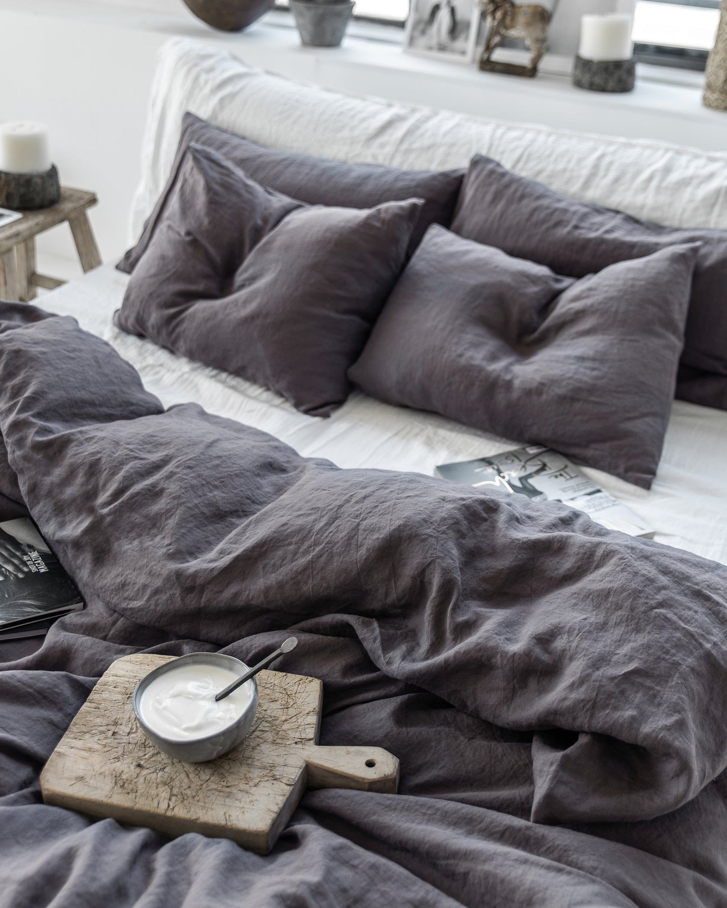 Custom size Charcoal gray linen duvet cover - MagicLinen