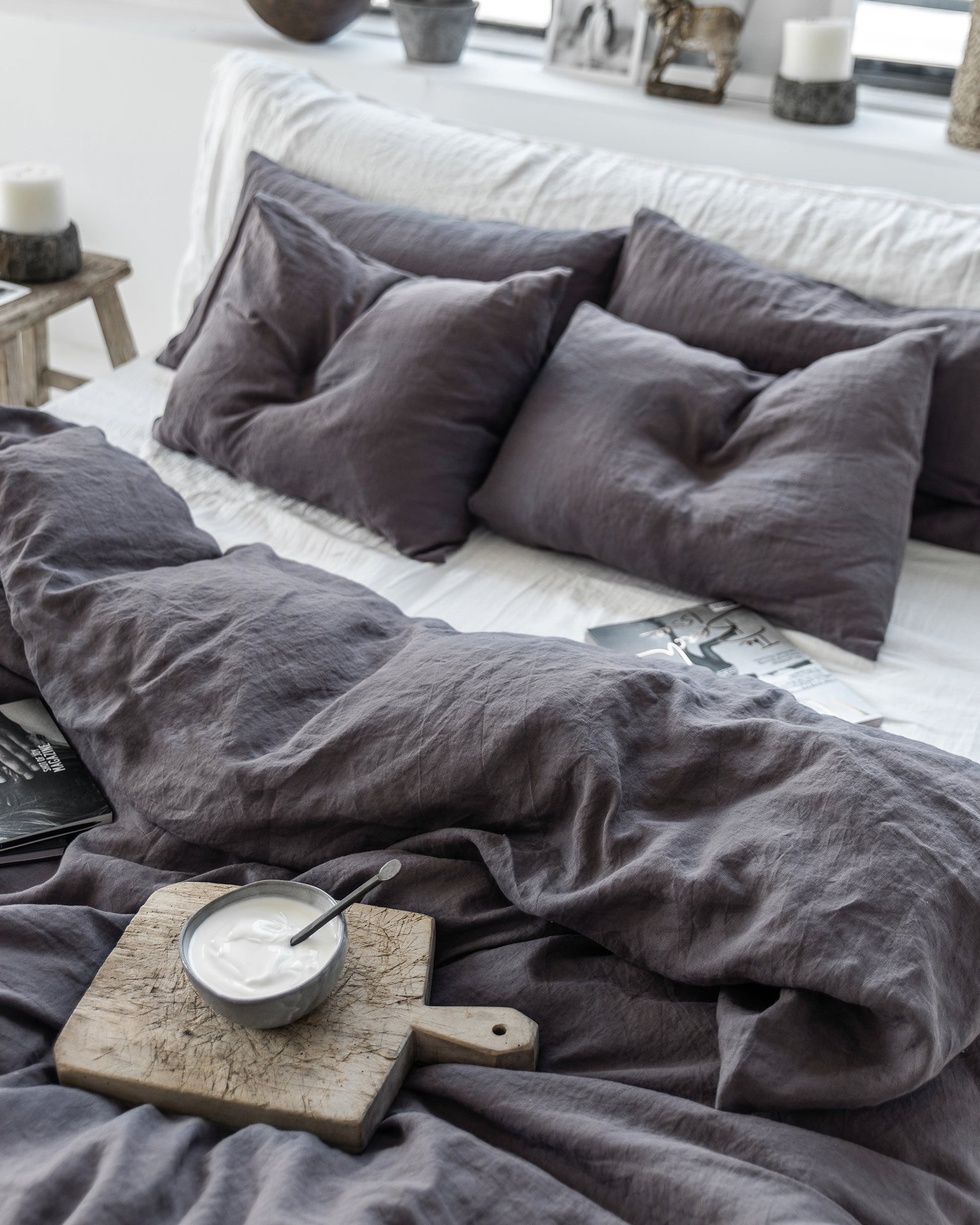 Custom size Charcoal gray linen duvet cover - MagicLinen