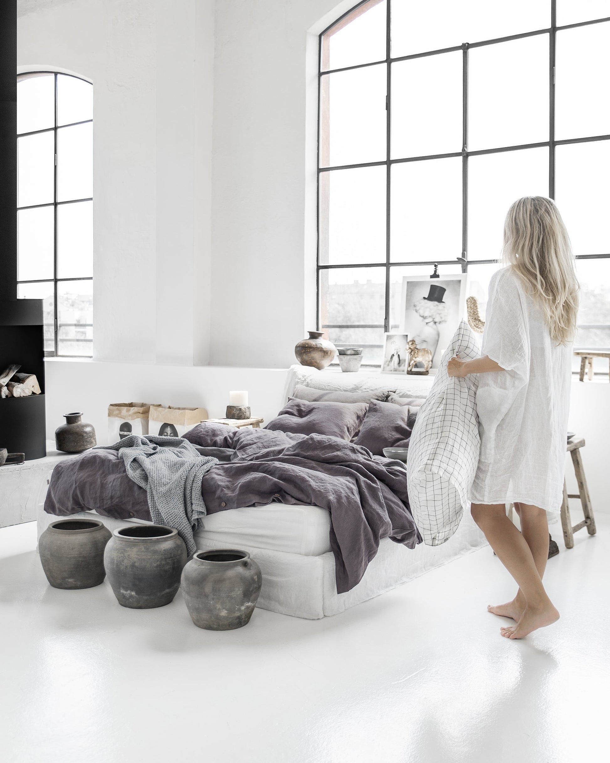 Custom size Charcoal gray linen duvet cover - MagicLinen
