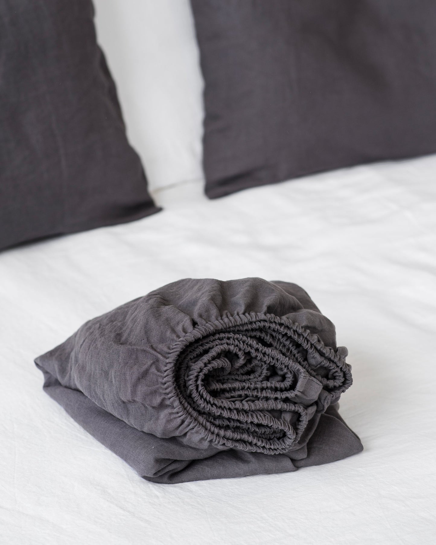 Custom size Charcoal gray linen fitted sheet - MagicLinen