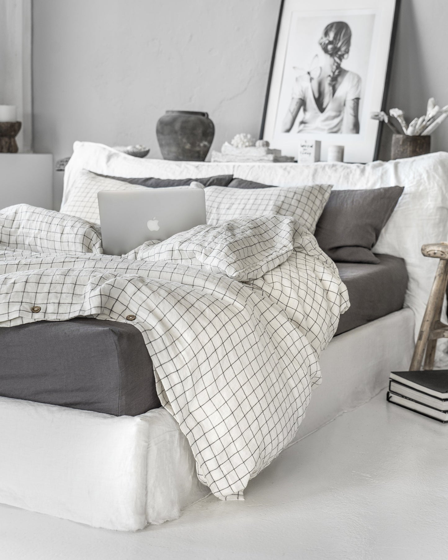 Custom size Charcoal gray linen fitted sheet - MagicLinen