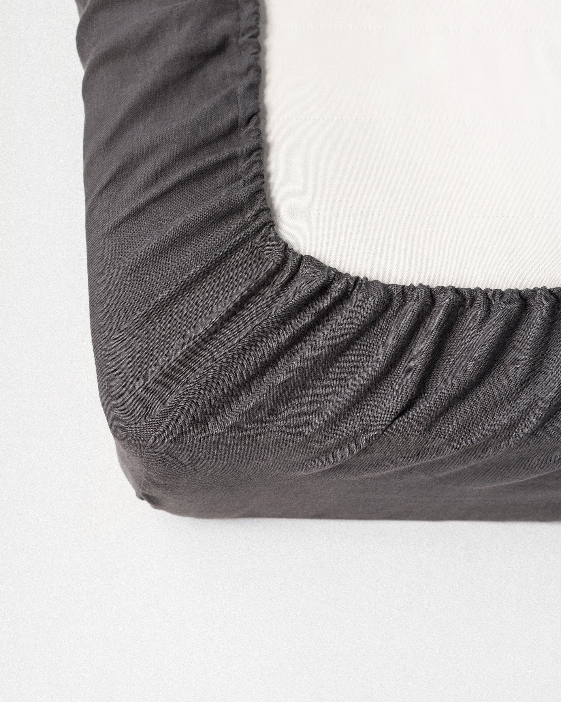 Custom size Charcoal gray linen fitted sheet - MagicLinen