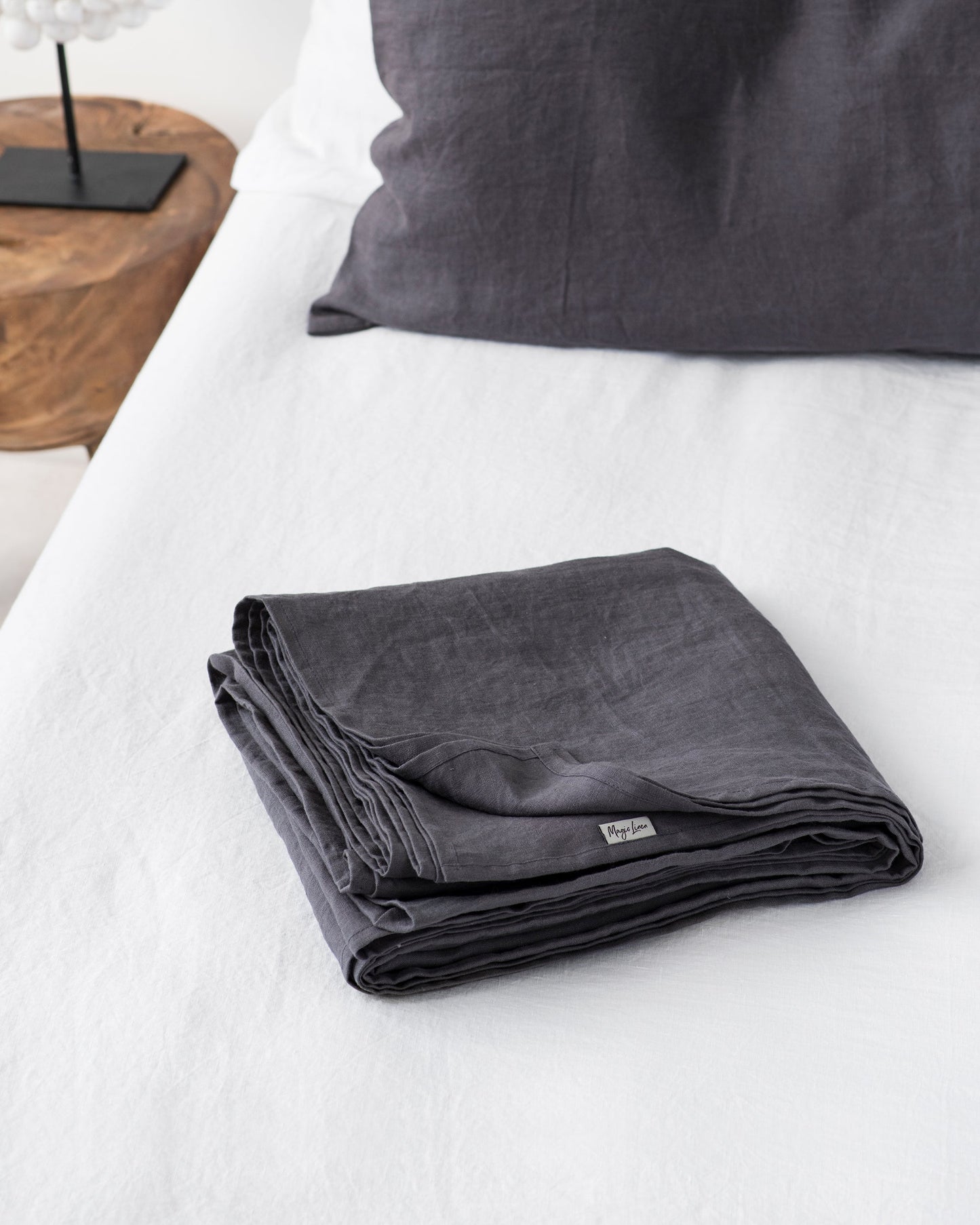 Custom size Charcoal gray linen flat sheet - MagicLinen