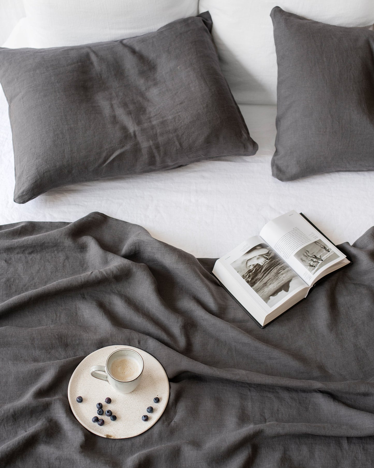 Custom size Charcoal gray linen flat sheet - MagicLinen