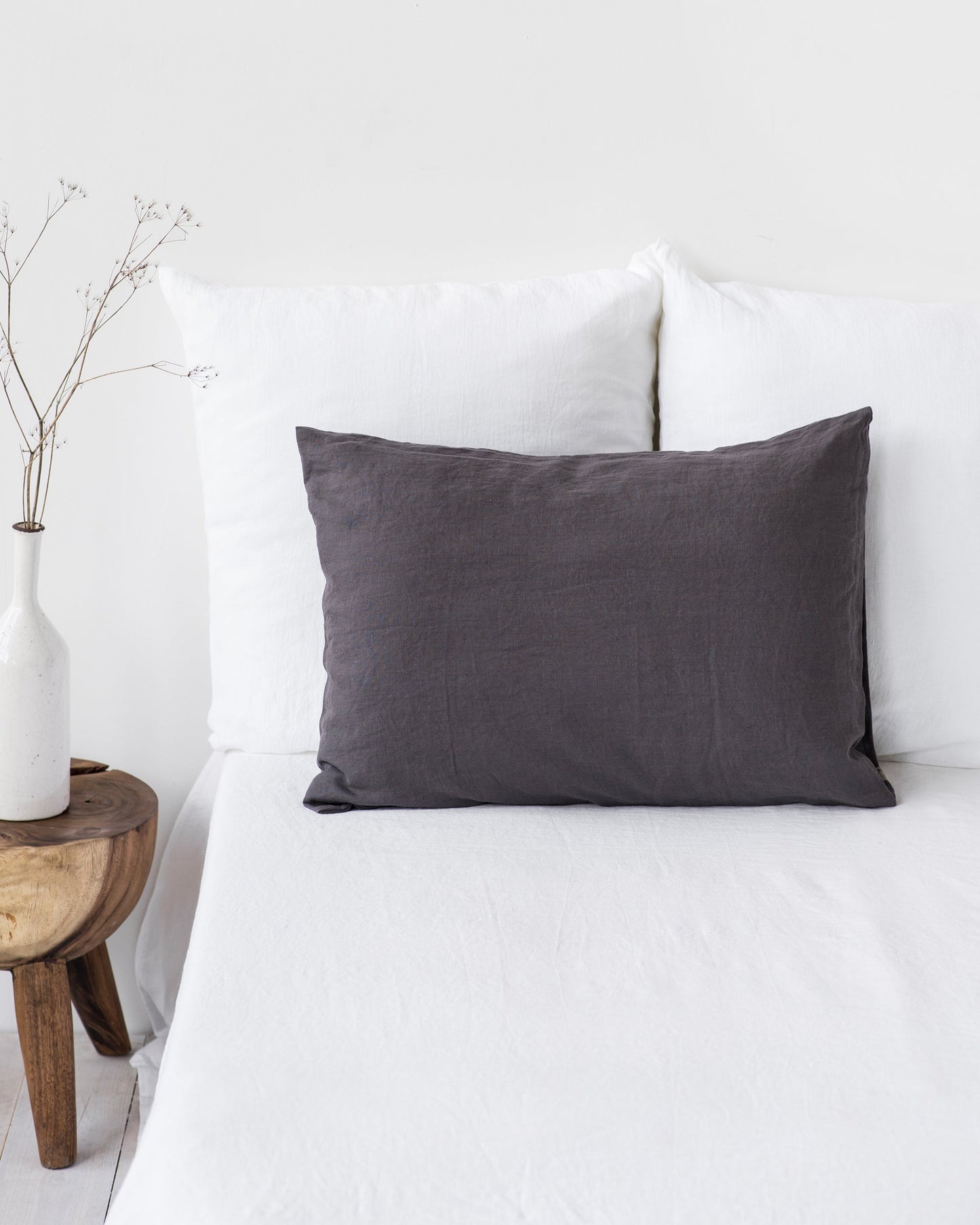 Custom size Charcoal gray linen pillowcase - MagicLinen