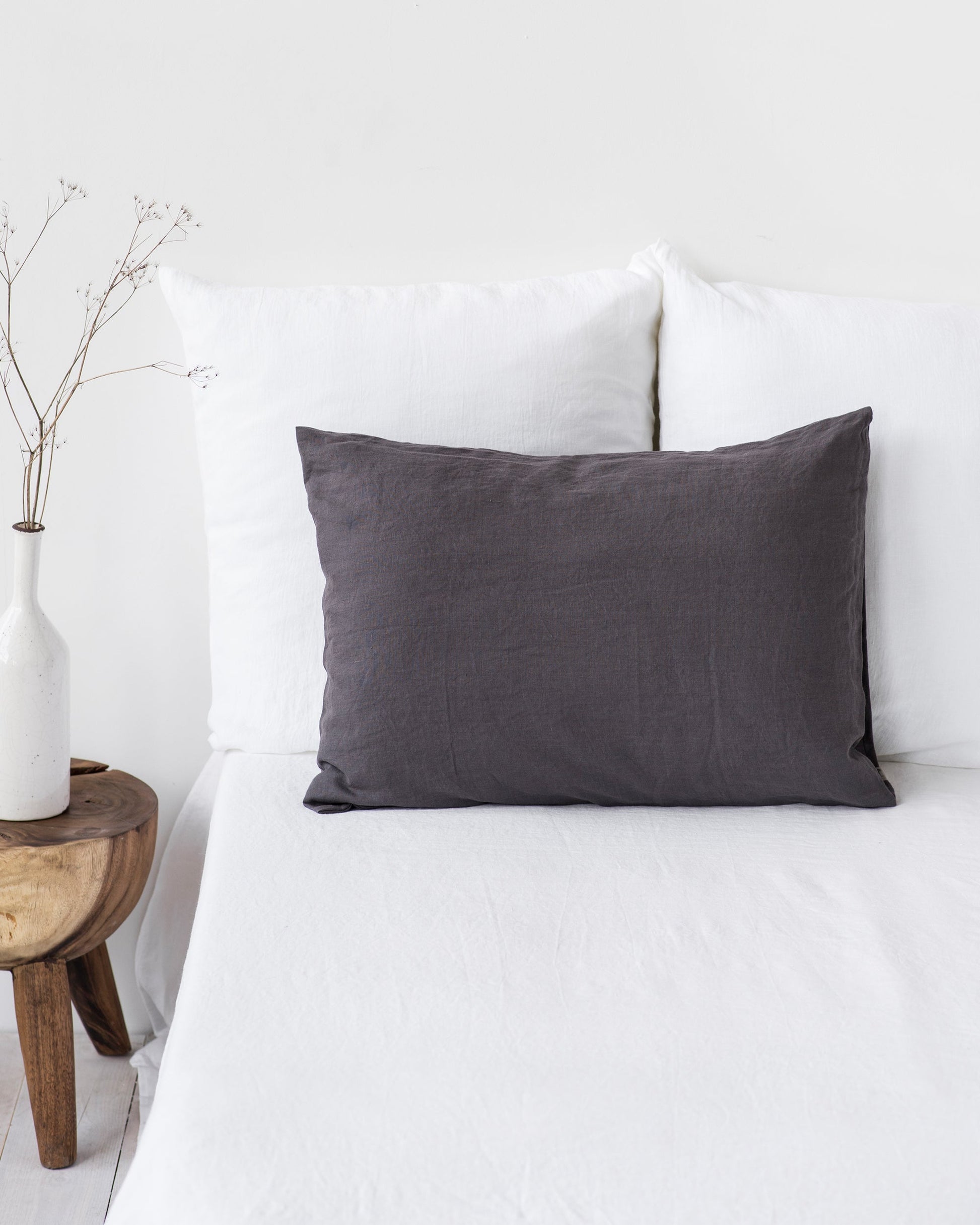 Custom size Charcoal gray linen pillowcase - MagicLinen