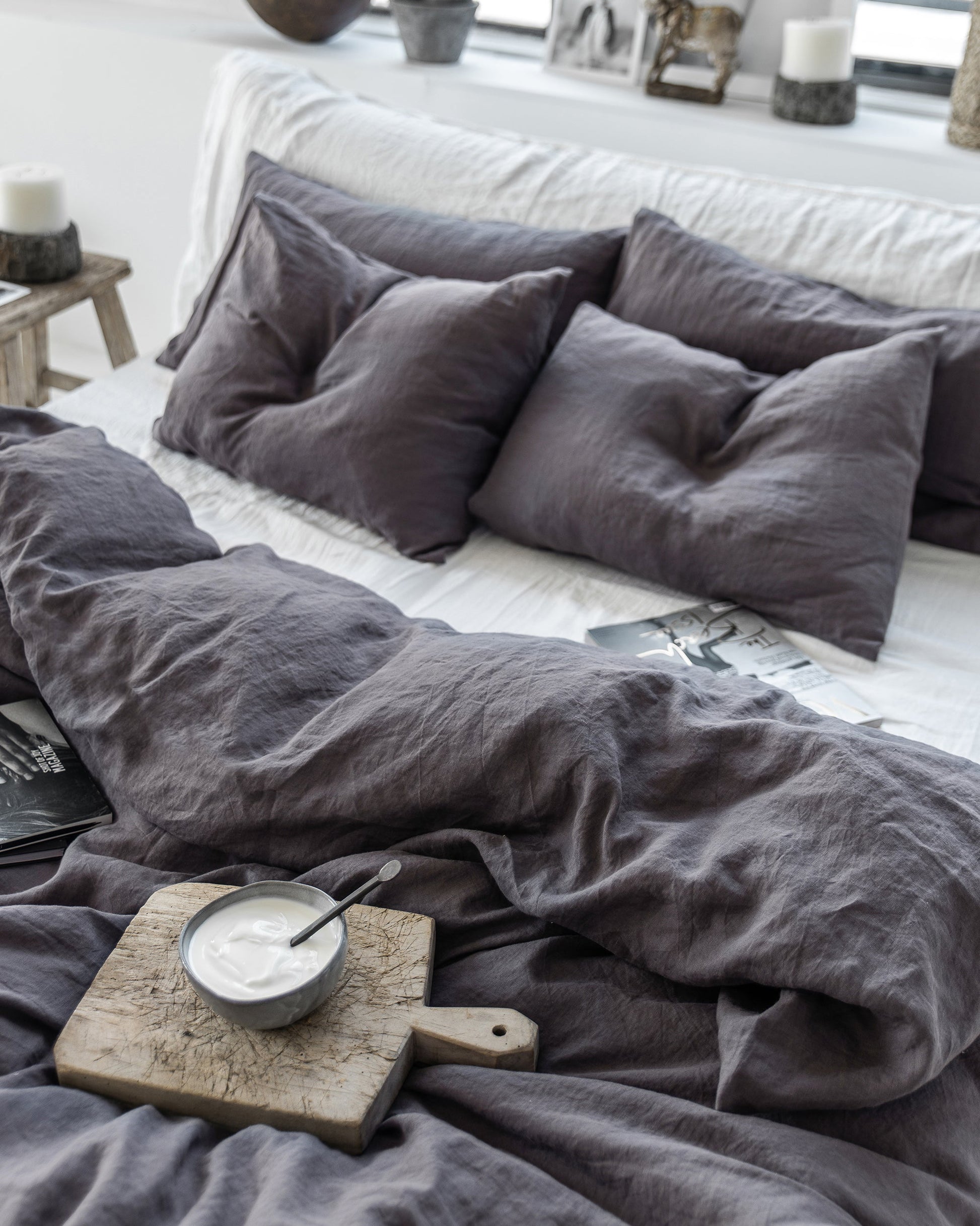 Custom size Charcoal gray linen pillowcase - MagicLinen