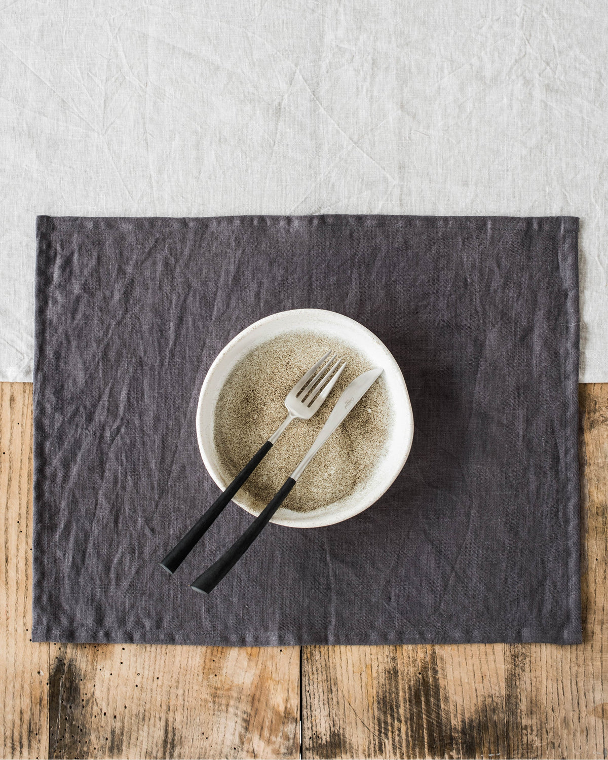 Charcoal gray linen placemat set 2