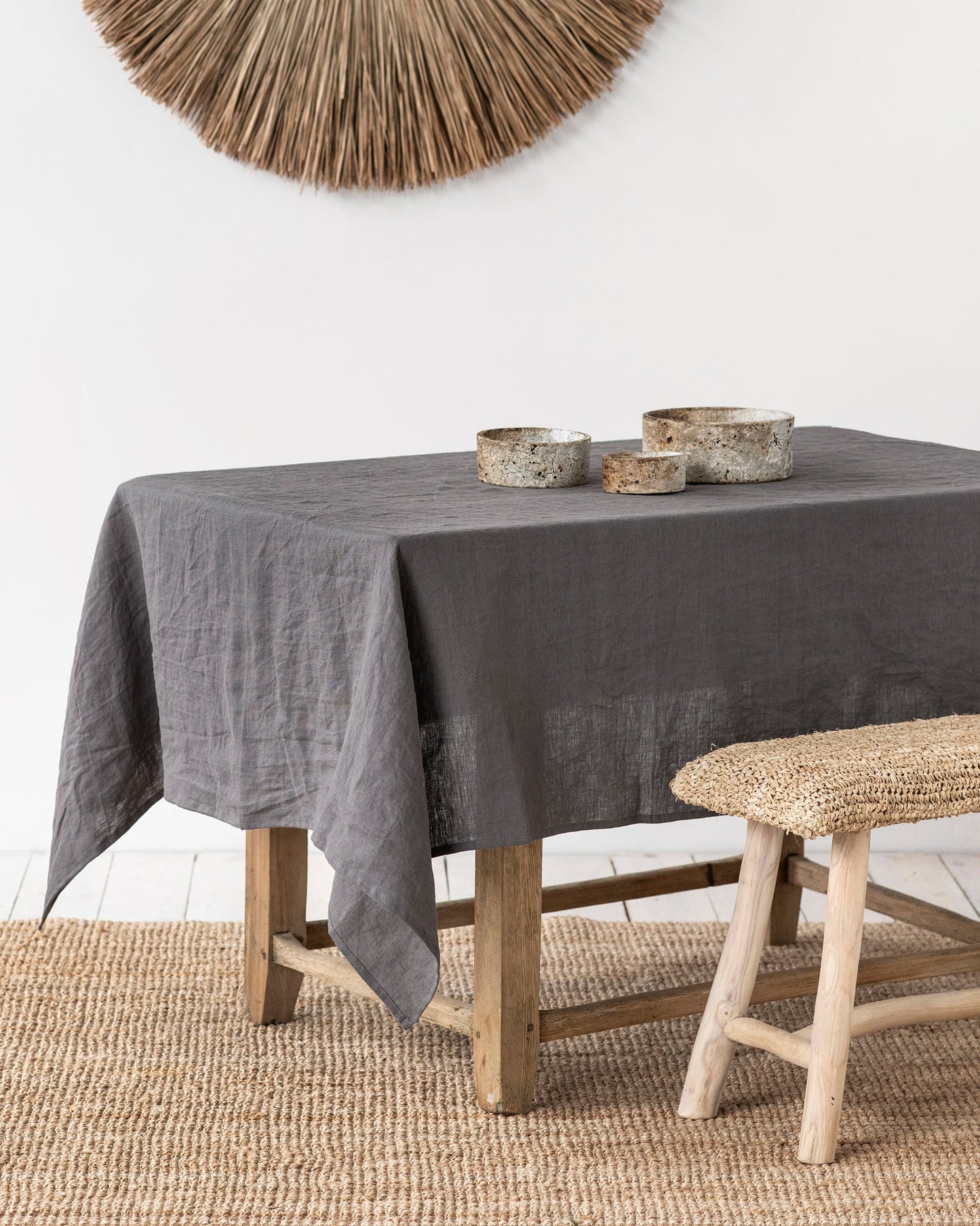 Custom size Charcoal gray linen tablecloth - MagicLinen