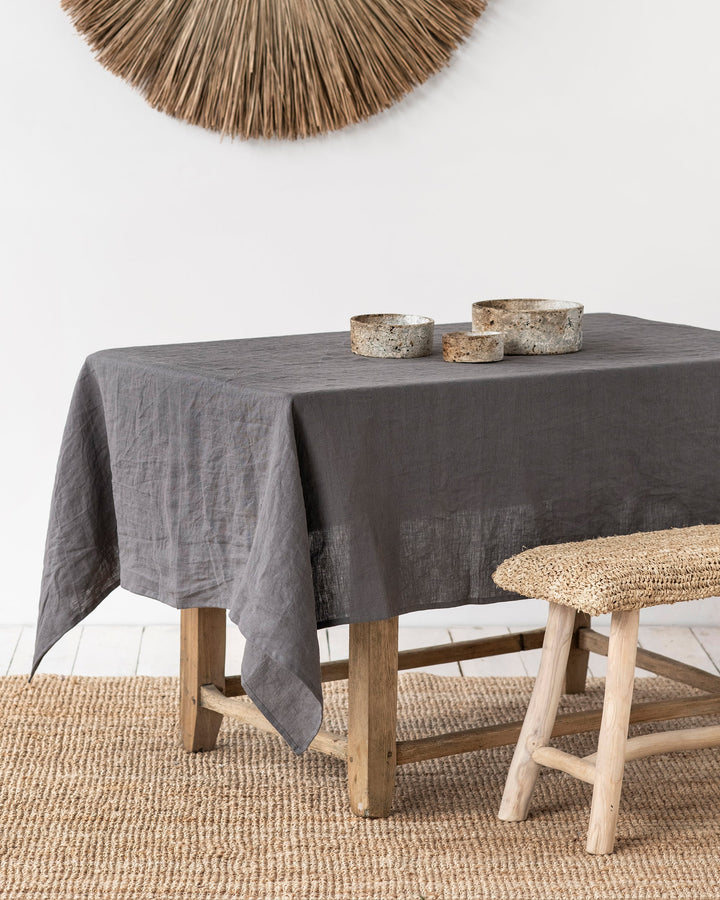 Custom size Charcoal gray linen tablecloth - MagicLinen