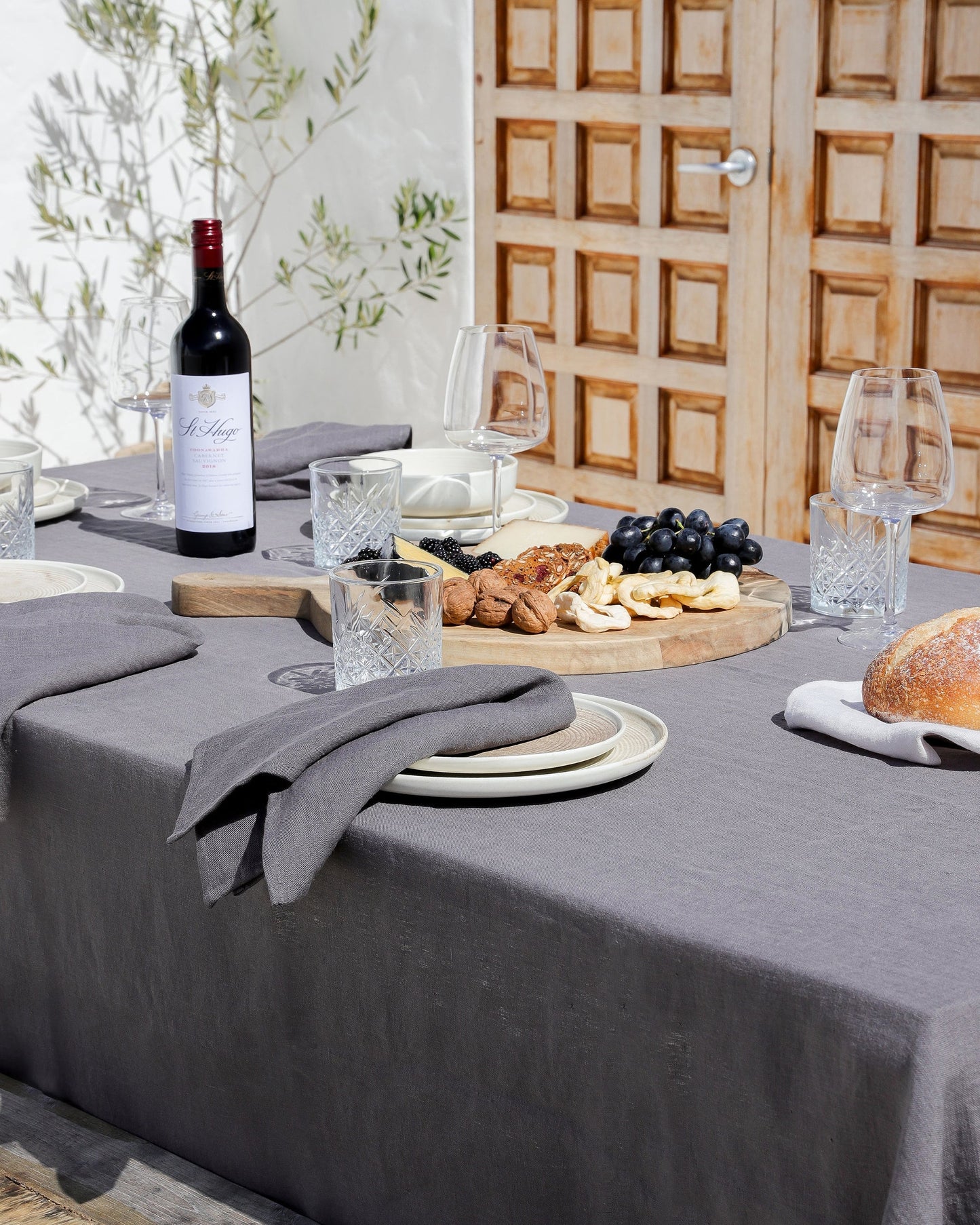 Custom size Charcoal gray linen tablecloth - MagicLinen