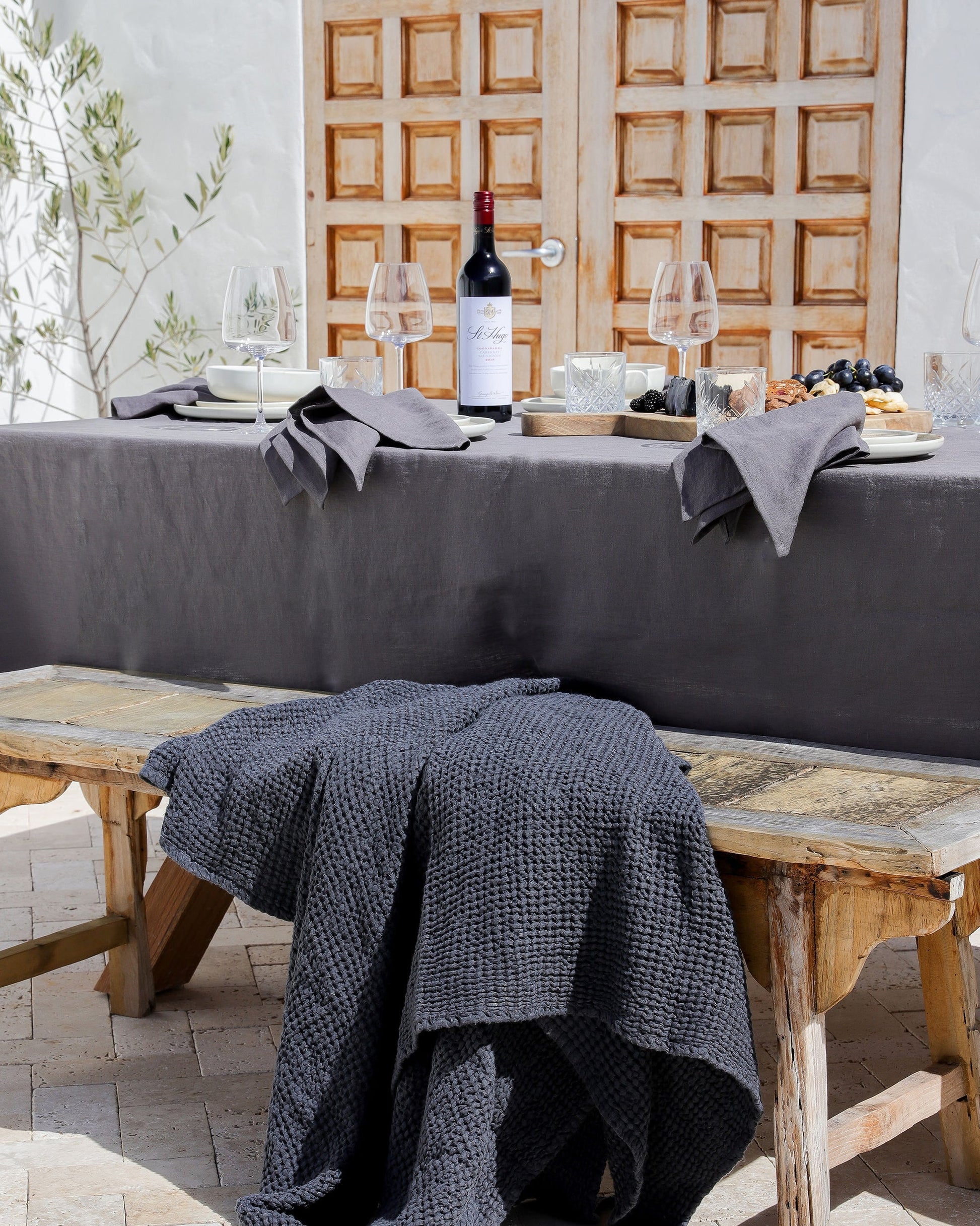 Charcoal Gray Linen tablecloth - MagicLinen