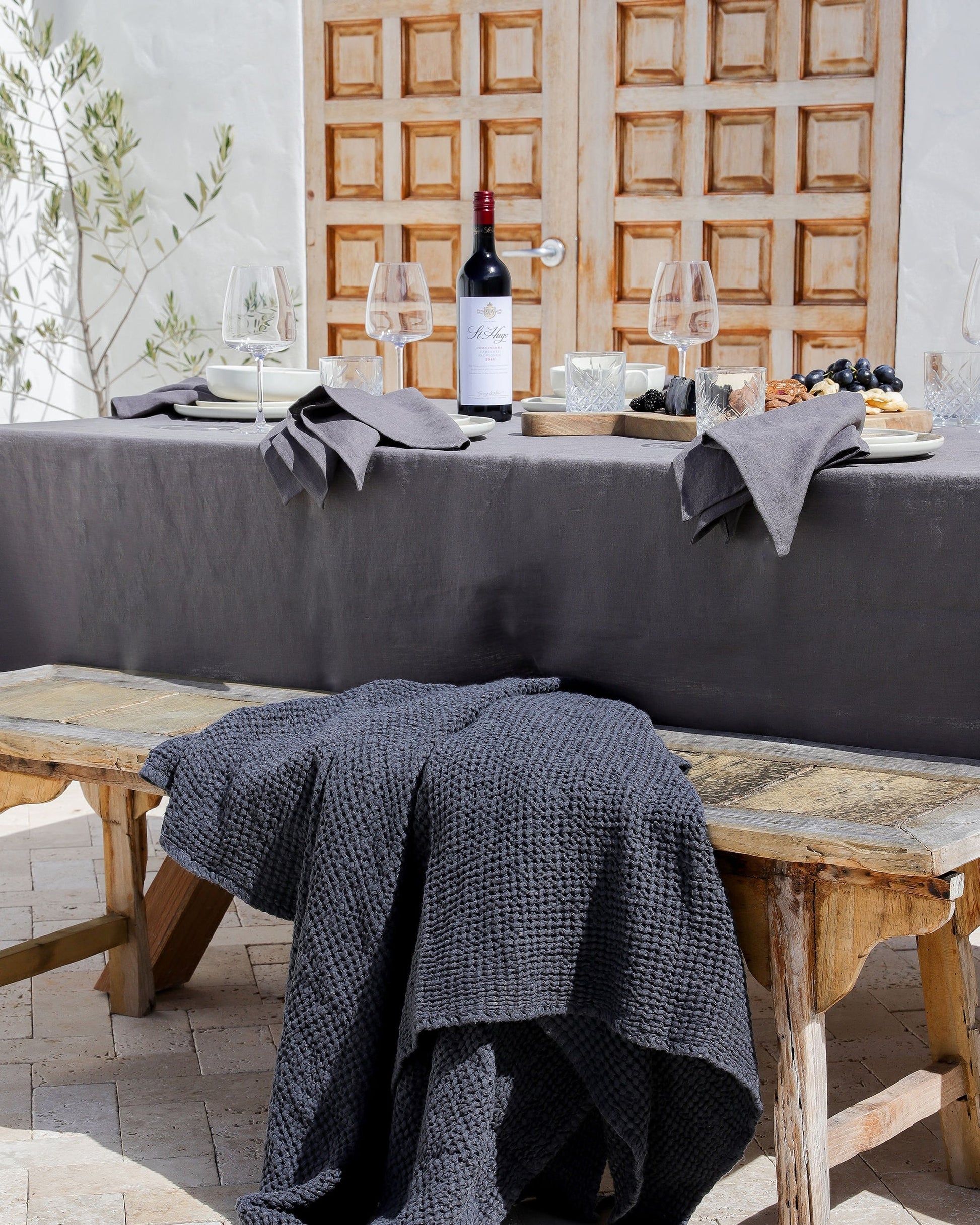 Custom size Charcoal gray linen tablecloth - MagicLinen