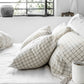 Custom size Charcoal grid linen duvet cover - MagicLinen