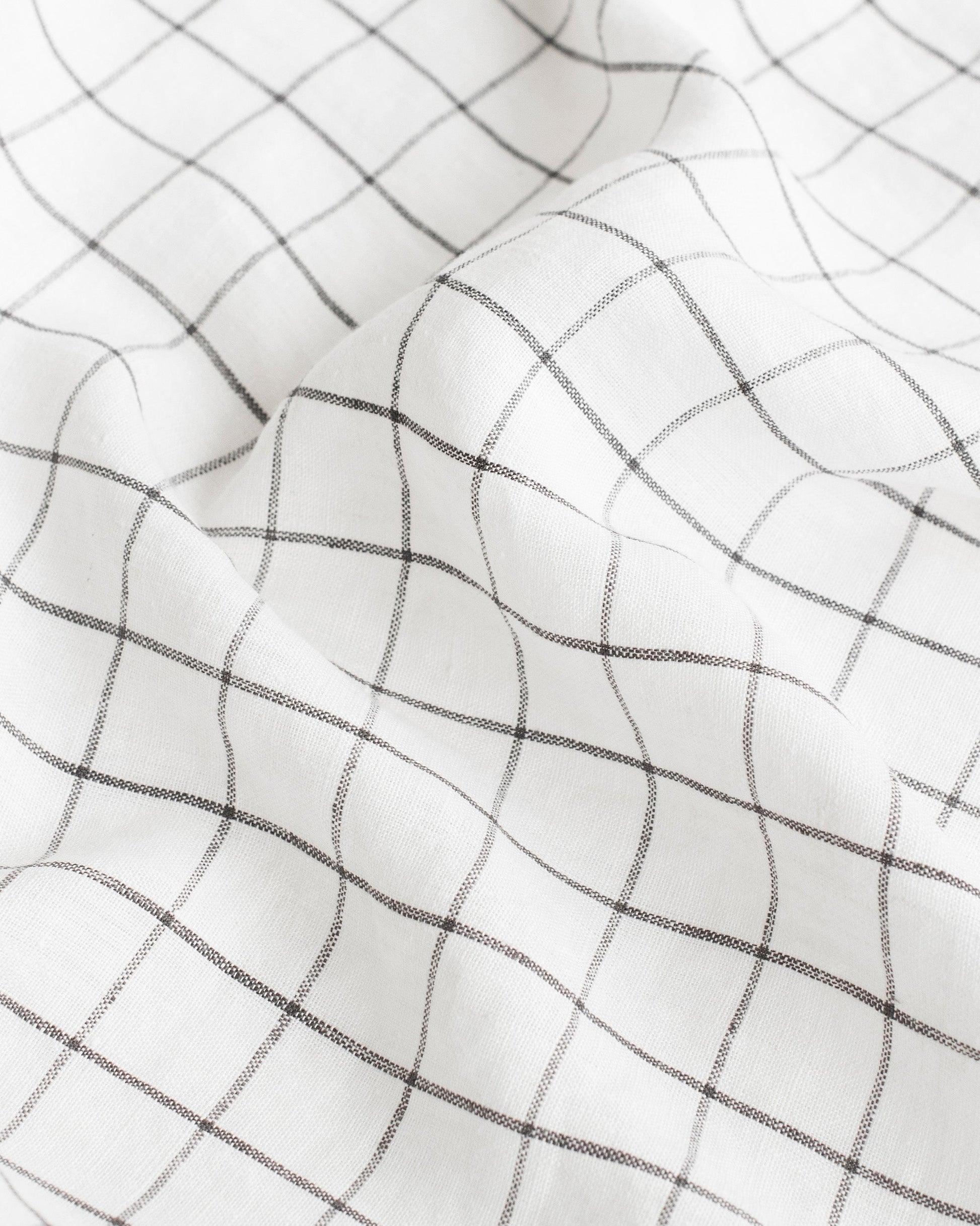 Custom size Charcoal grid linen flat sheet - MagicLinen