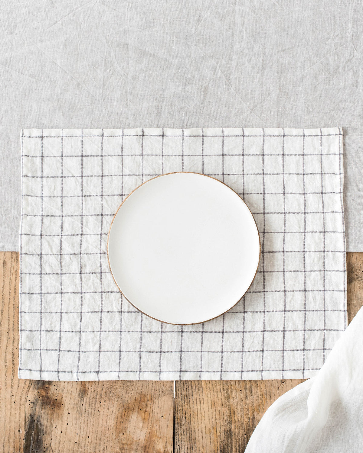 grid linen placemat set 2
