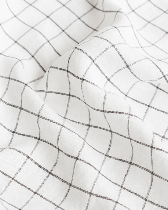 Charcoal Grid Linen Sheet Set | MagicLinen