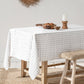 Custom size Charcoal grid linen tablecloth - MagicLinen