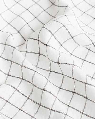 Charcoal Grid Linen tablecloth - MagicLinen