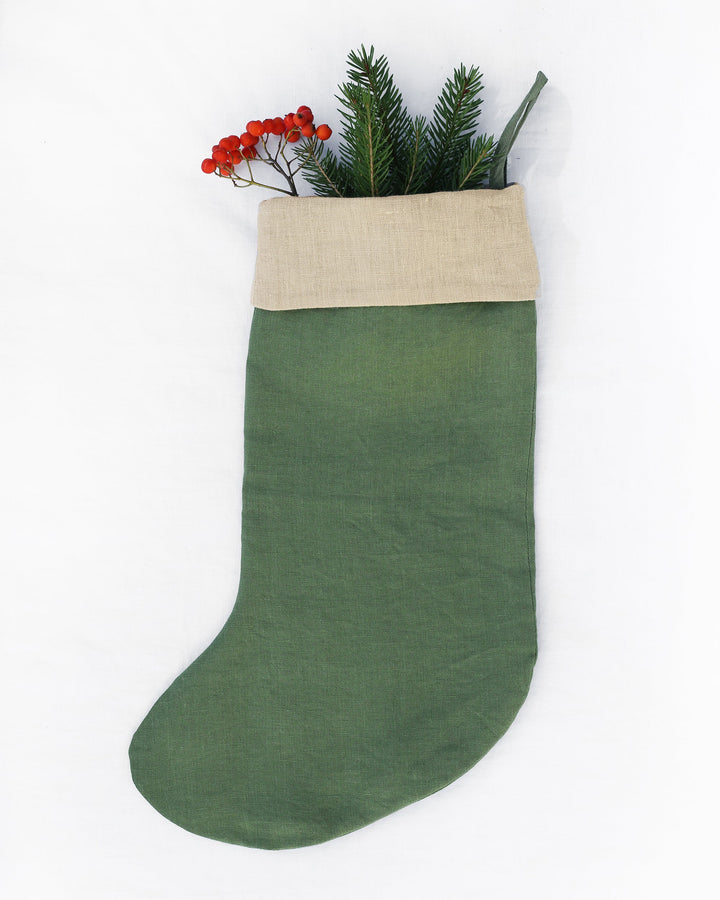 Christmas Stocking in Forest green - MagicLinen
