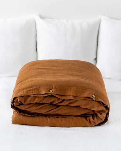 Custom size Cinnamon linen duvet cover - MagicLinen