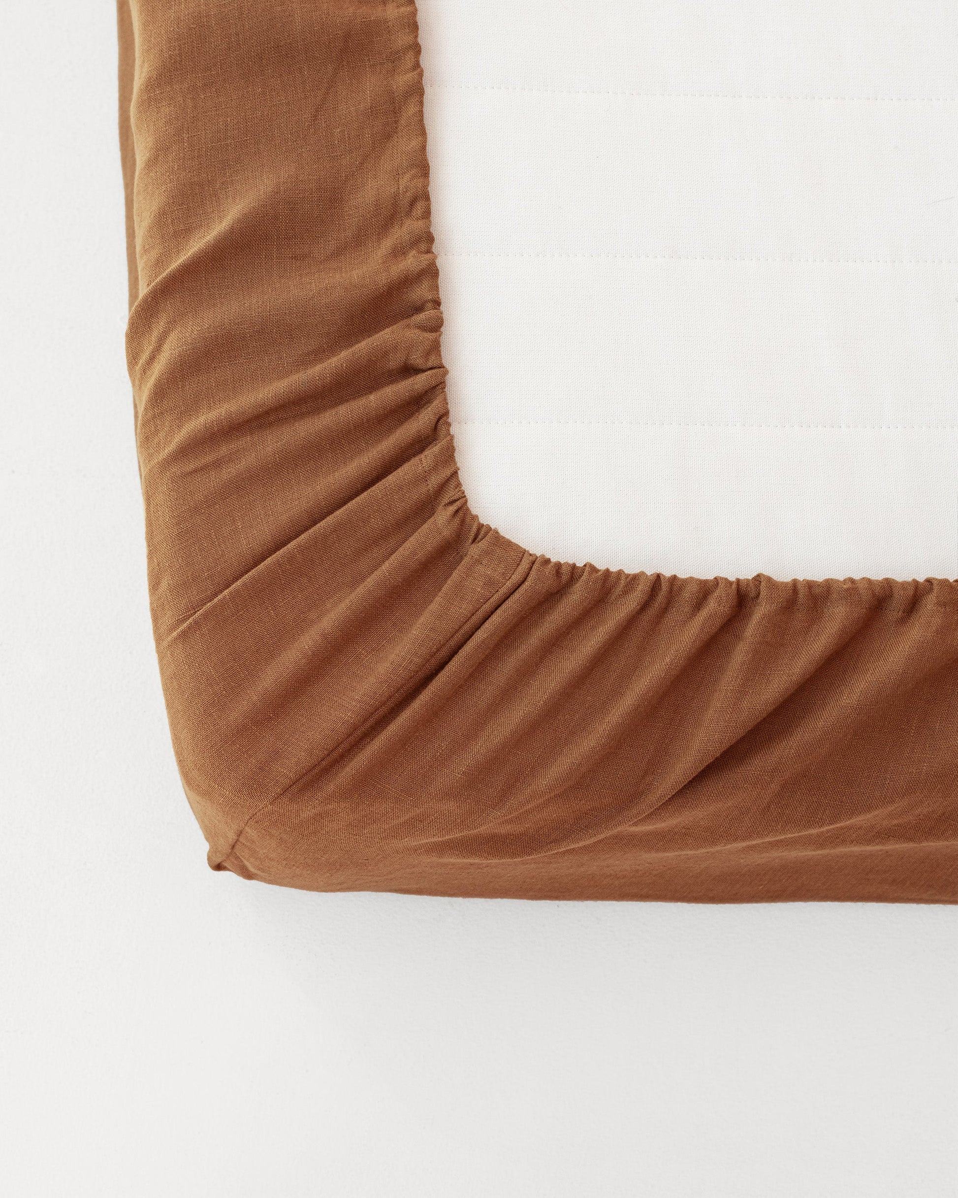 Custom size Cinnamon linen fitted sheet - MagicLinen