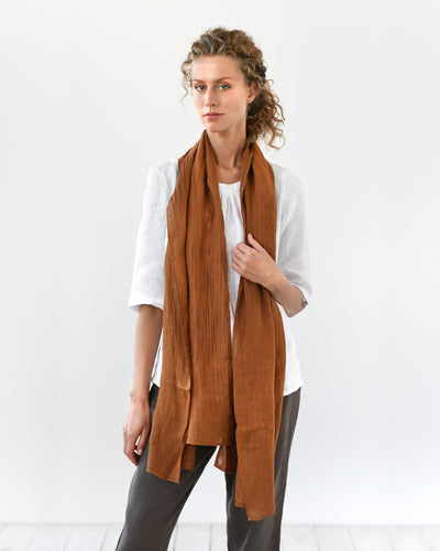 Cinnamon linen scarf - MagicLinen