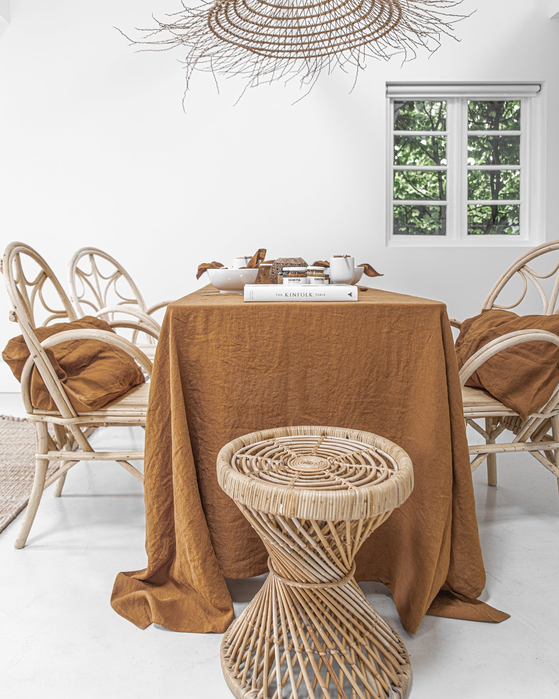 Custom size Cinnamon linen tablecloth - MagicLinen