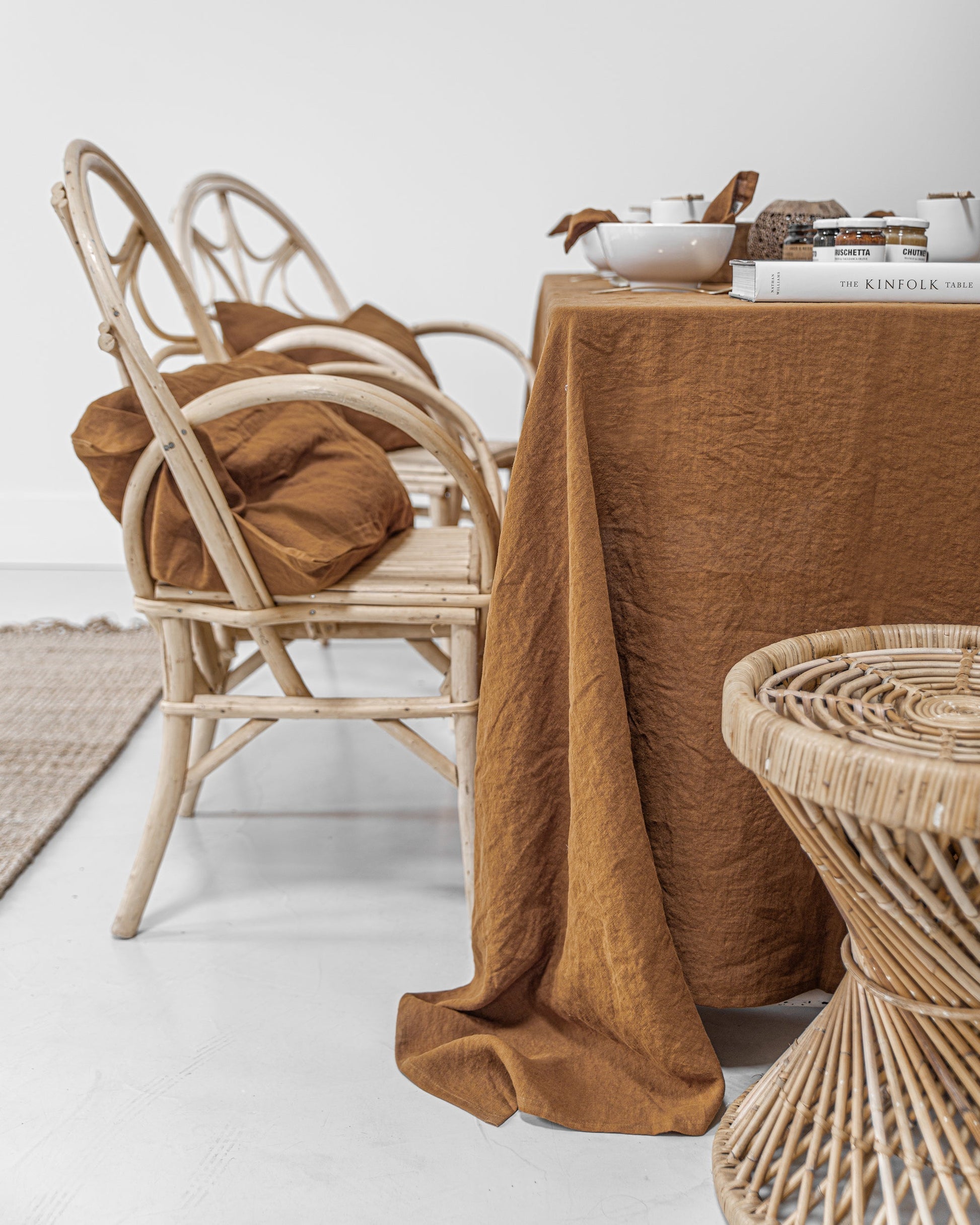 Custom size Cinnamon linen tablecloth - MagicLinen