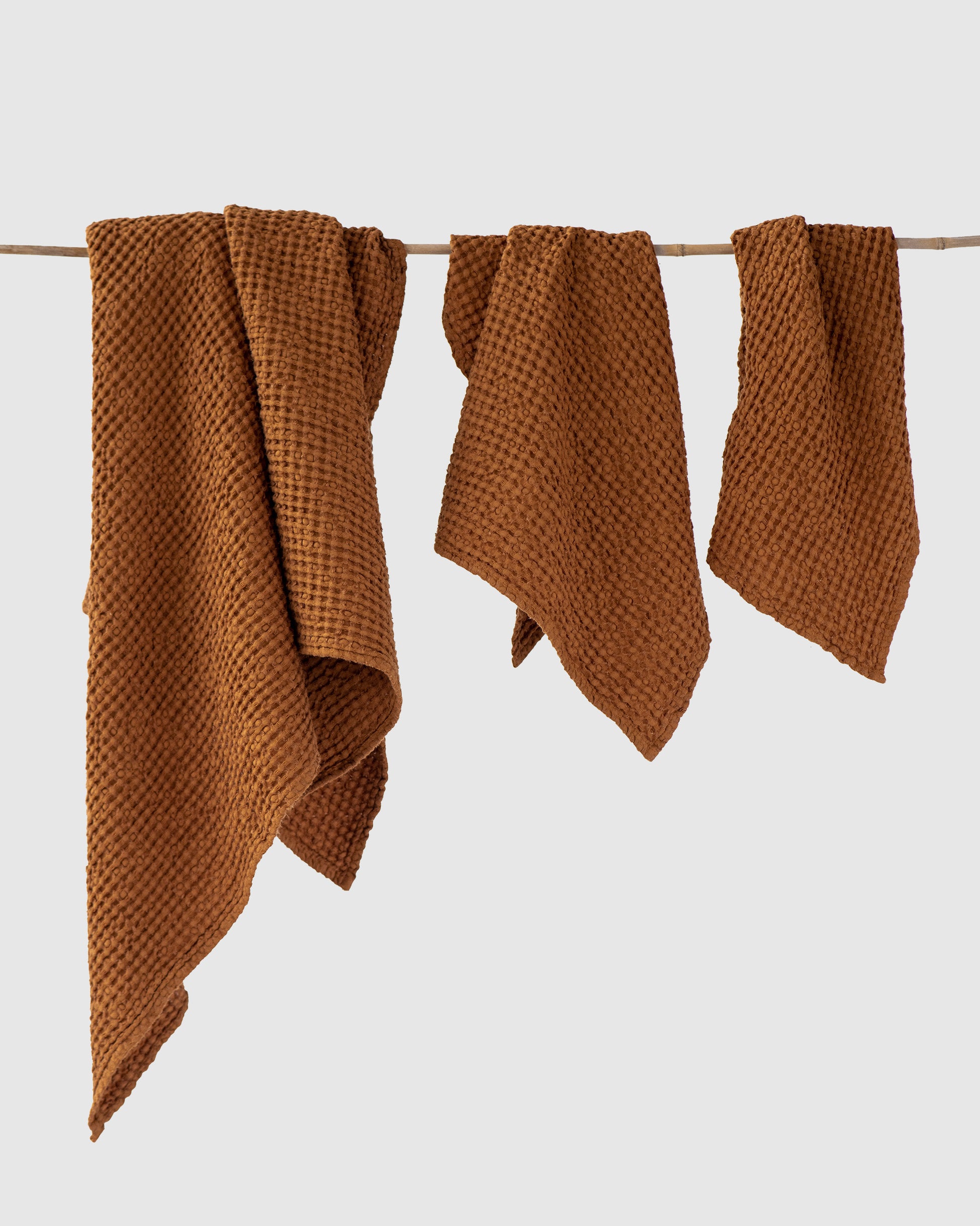 Cinnamon waffle towel set (3 pcs) - MagicLinen