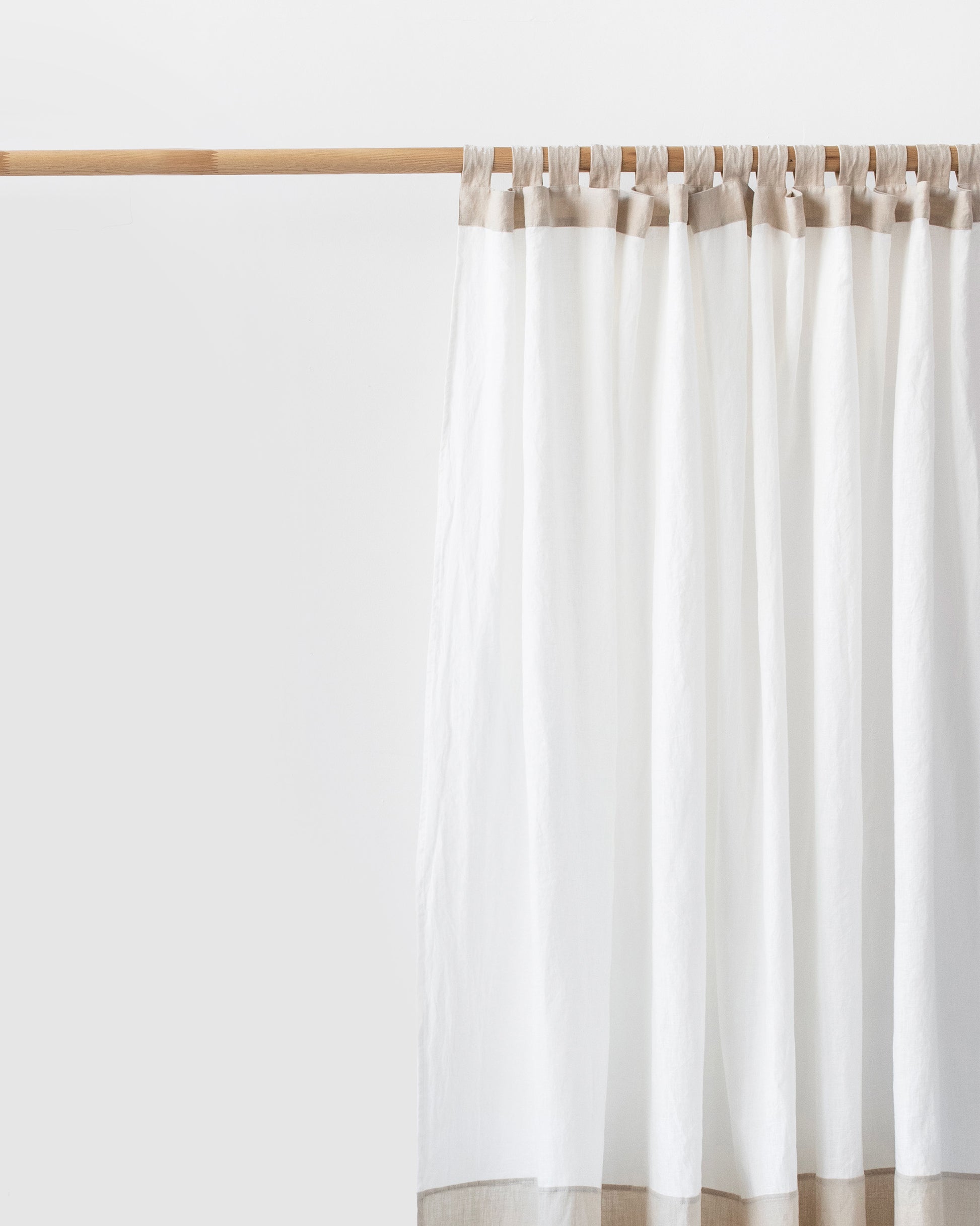 Color Block Natural Linen Curtains with Rod Pocket, European Linen
